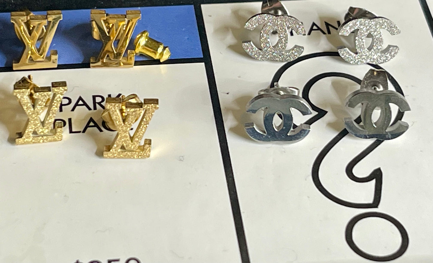 Mini Initial L & V Earrings