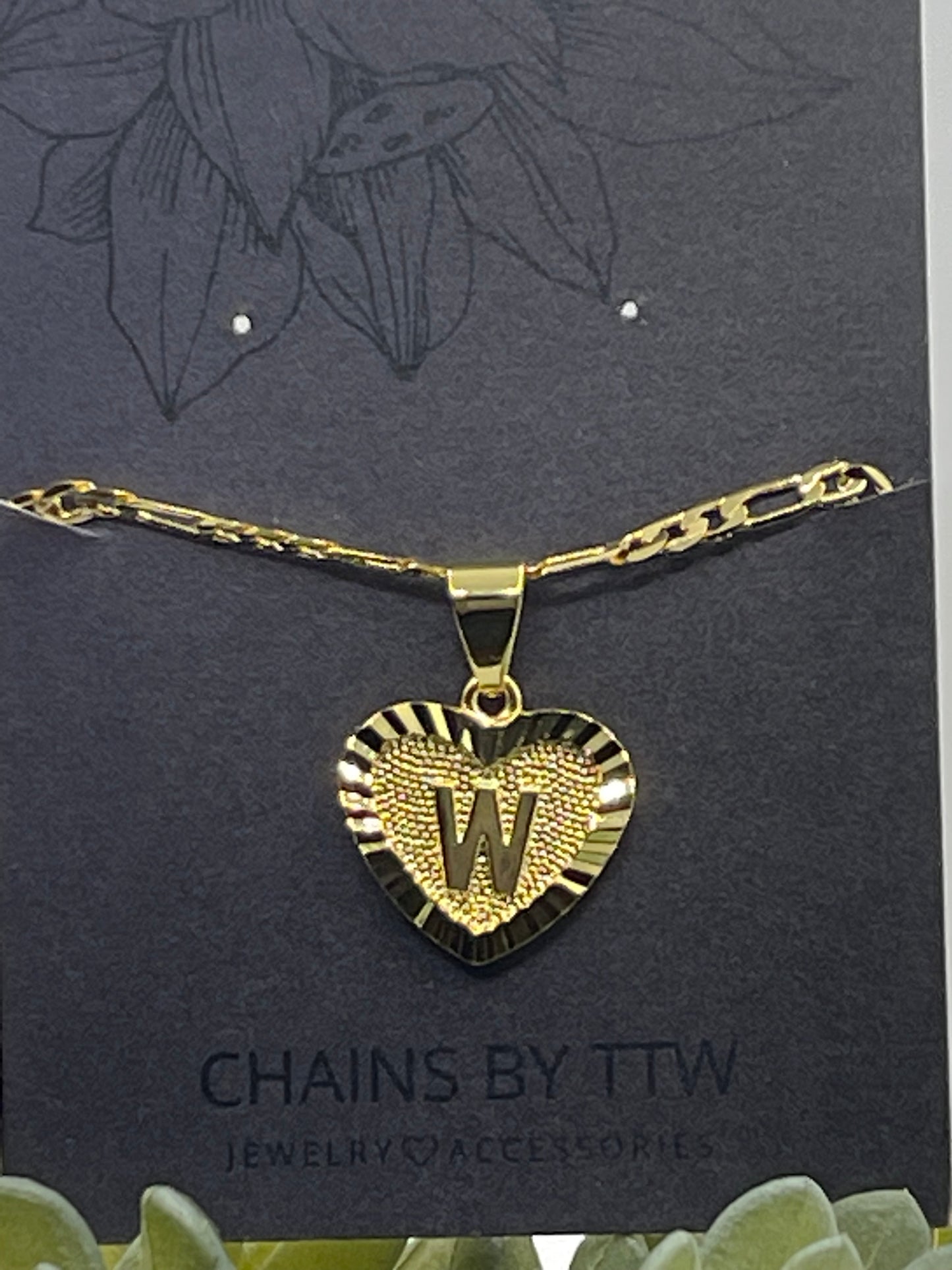 Gold Heart Initial Necklace