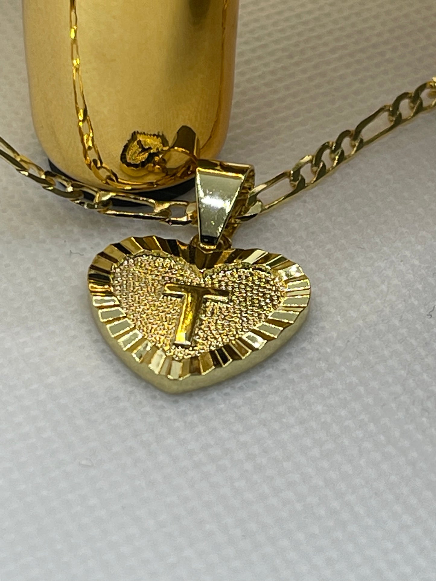 Gold Heart Initial Necklace