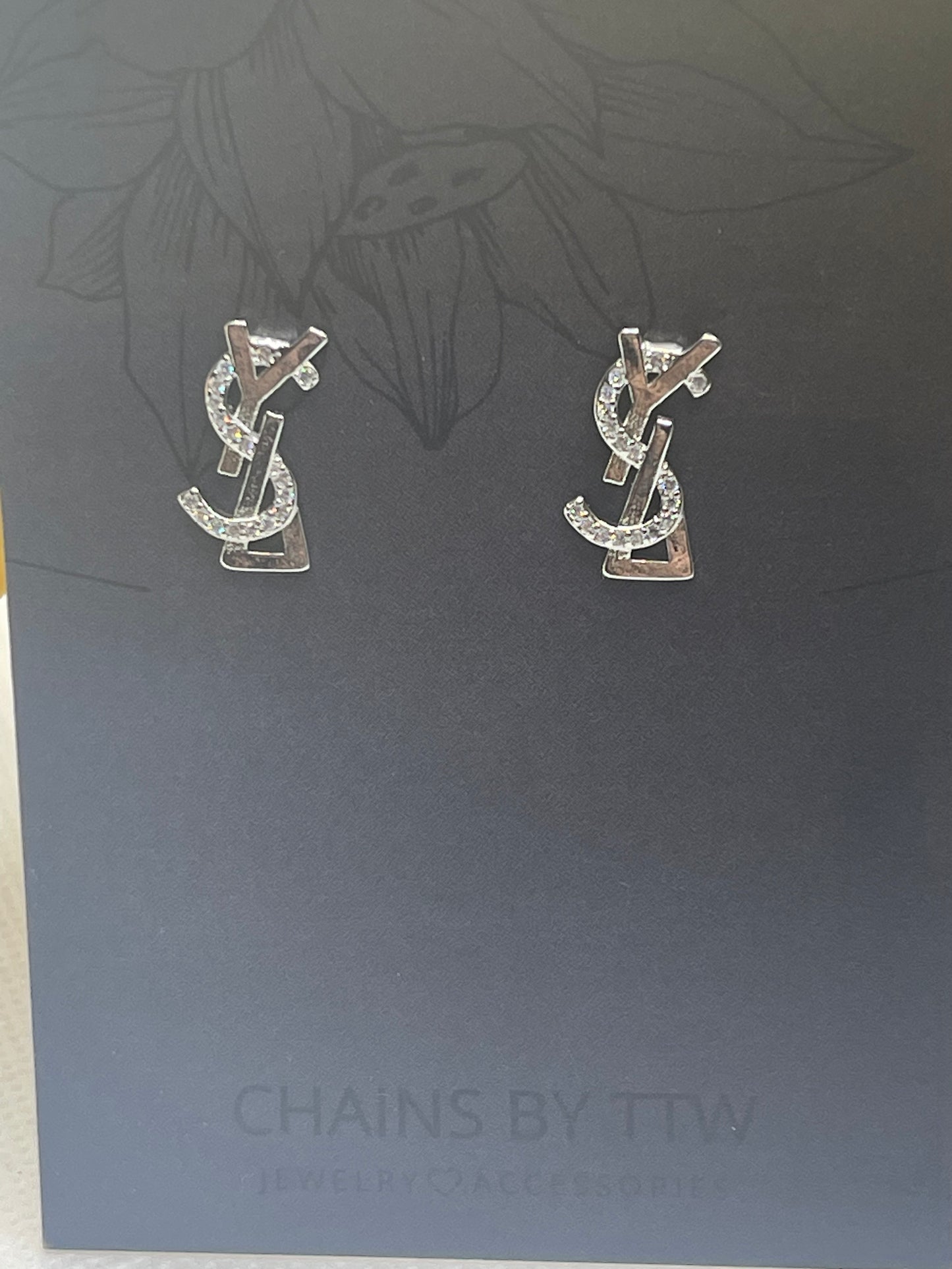 Small Young Stupid Love Rhinestone & Metal Earrings