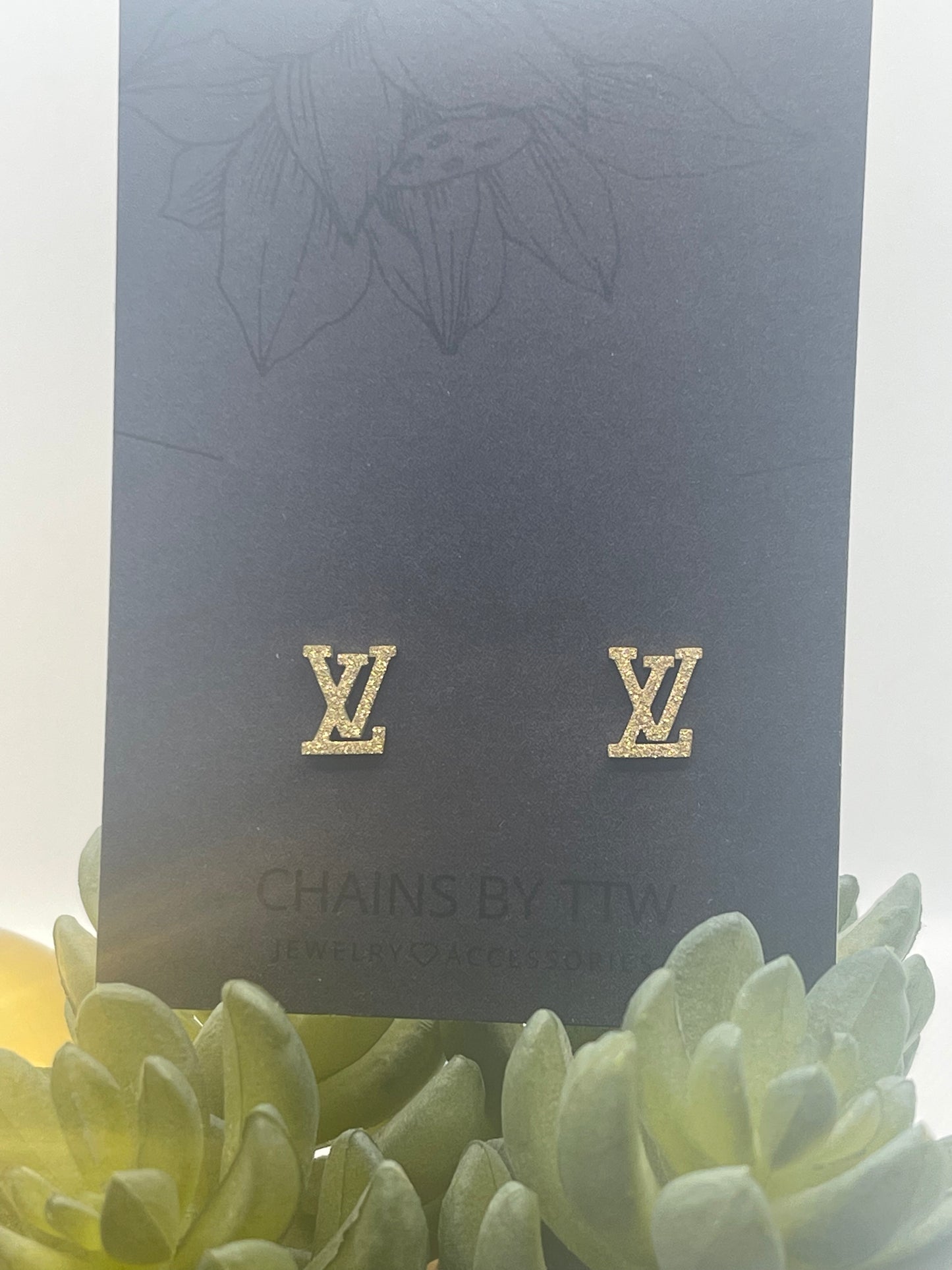 Mini Initial L & V Earrings