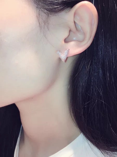 Initial V Earrings