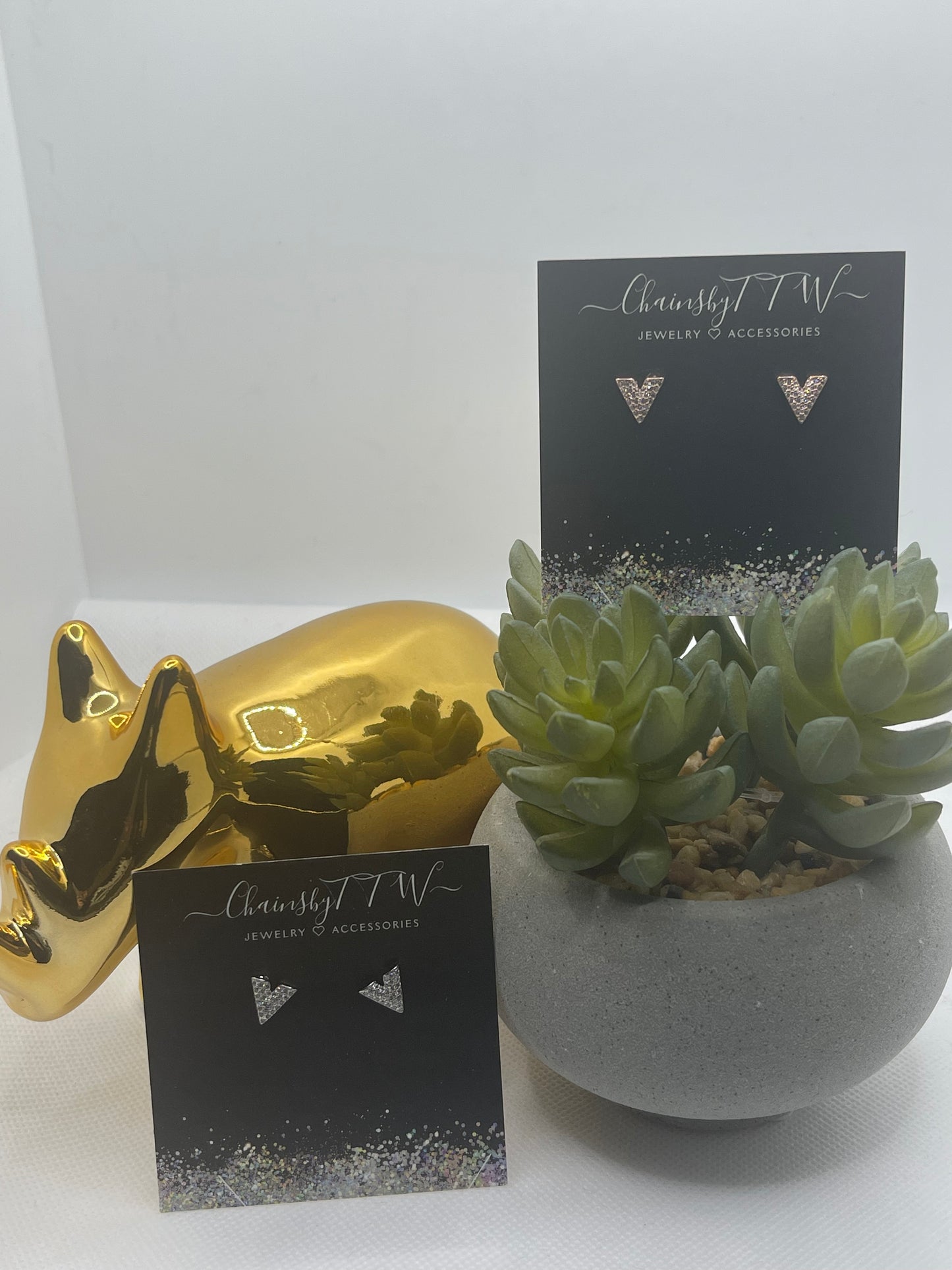 Initial V Earrings